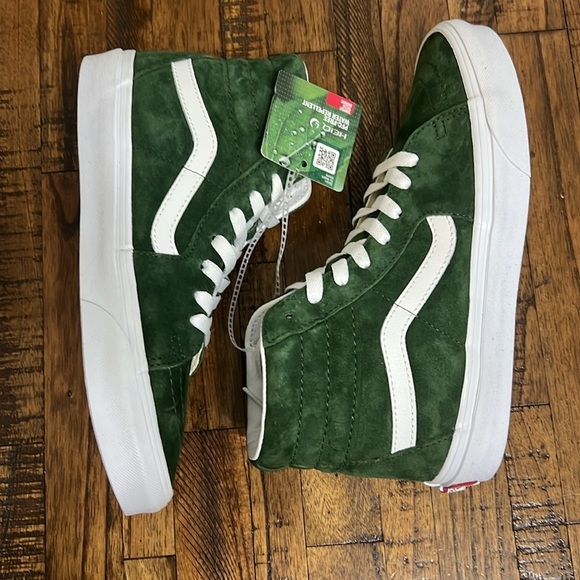 Vans Sk8 hi White and Green Sneakers in Douglas Fir Suede Waffle Sole HEIQ - Picture 8 of 13